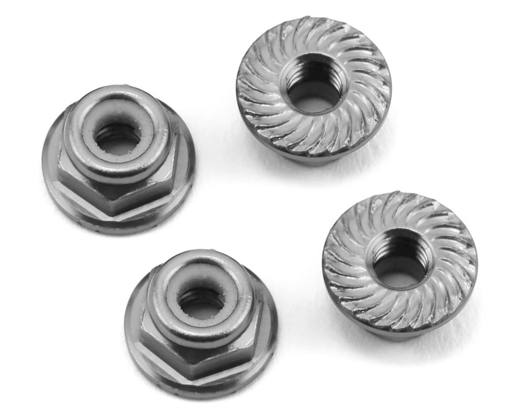 175RC Aluminum 4mm Serrated Locknuts (Silver)
