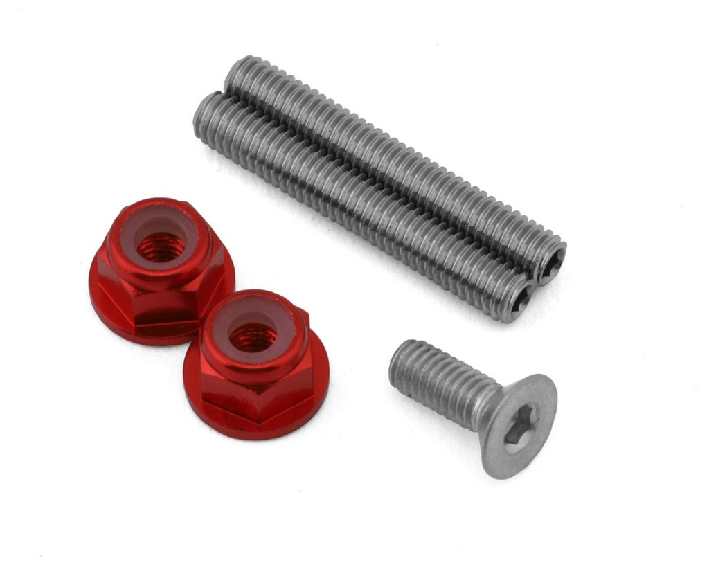 175RC RC10B7/B7D "Ti-Look" Lower Arm Stud Kit (Red)
