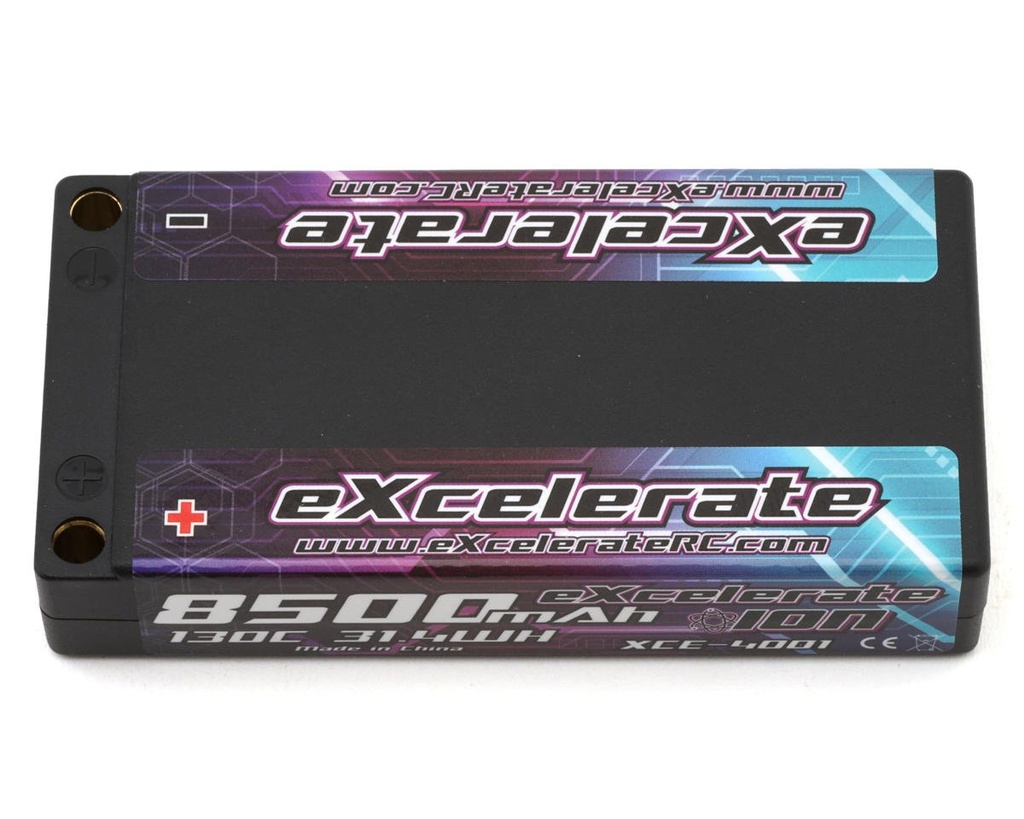 eXcelerate ION 1S Hardcase 130C LiPo Battery (3.7V/8500mAh) w/5mm Bullets - Cycled