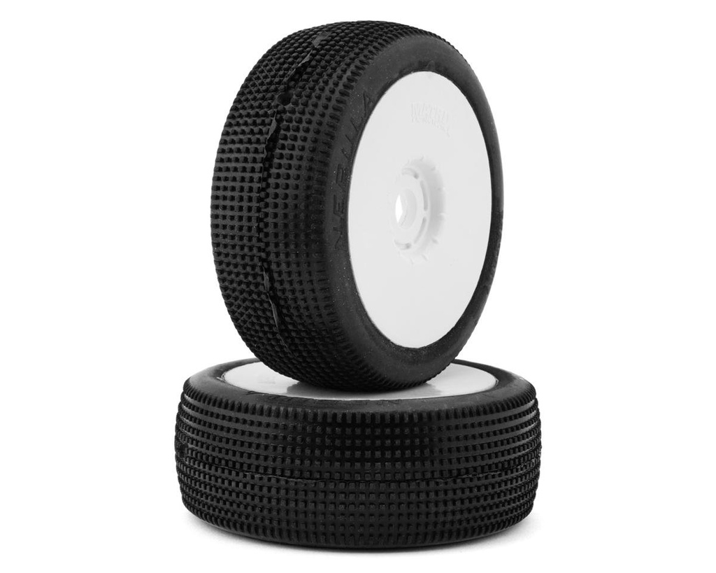 Matrix Tires Nebula 1/8 Pre-Mounted Buggy Tires (White) (2) (Clay Soft)