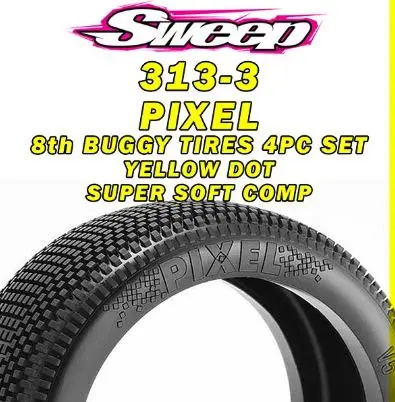 Pixel SUPER SOFT 4pc tire set.Yellow dot - With Closed Cell Inserts