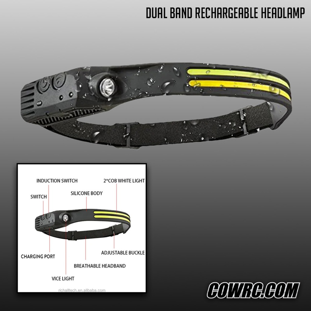 Cow RC Dual Band Rechargeable Head Lamp