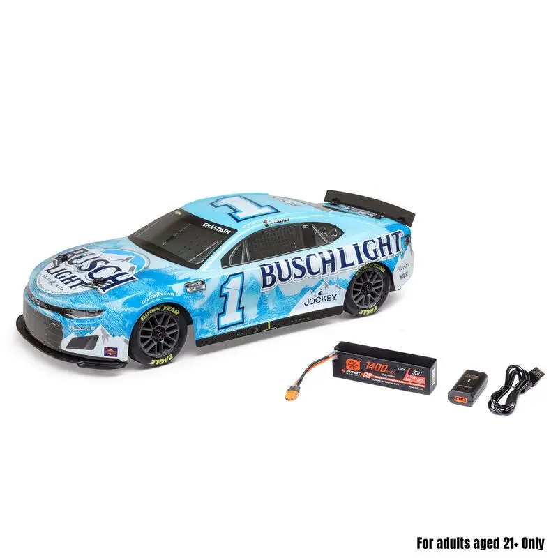 Losi 1/12 NASCAR RC Racecar Chastain #1 Brushed AWD RTR (Battery & Charger Incl) - Blue 