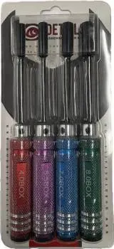 Hobby Details Nut Drivers Set, Multi Coloured Handle - 4pcs - 4.0mm, 5.5mm, 7.0mm, 8.0mm - 180mm Long