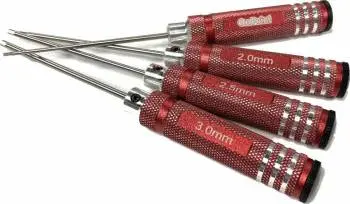 On Point Hex Screwdrivers (4) Size: 1.5mm, 2.0mm, 2.5mm, 3.0mm - Red