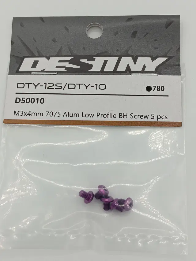 Purple Aluminum Low Profile BH Screw, 7075 (5) M3x4mm 