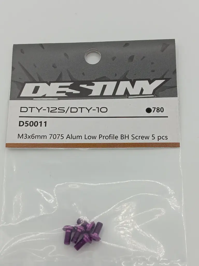 Purple Aluminum Low Profile BH Screw, 7075 (5) M3x6mm
