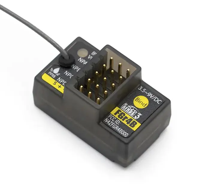 Flysky FGR4B 2.4Ghz 4 Channel Rec, Lay Down w/ External Antenna