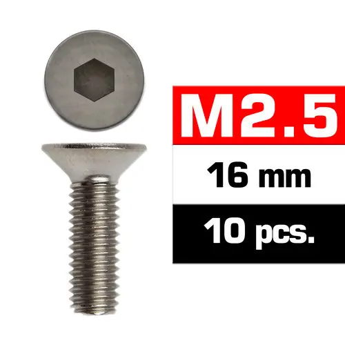 Ultimate Racing M2,5x16mm FLAT HEAD SCREWS (10pcs.)