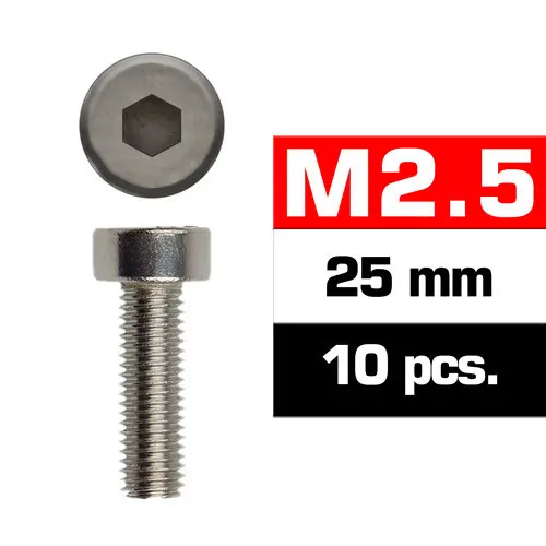 Ultimate Racing M2,5x25mm CAP HEAD SCREWS (10pcs.)