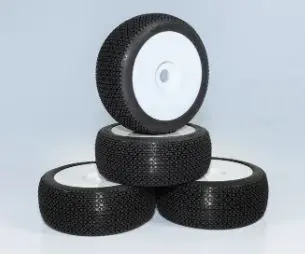 DIALED-RC V1 Medium 1/8 Buggy Tire Combo With Inserts, White Cobra Dish Wheels - (Unglued) 
