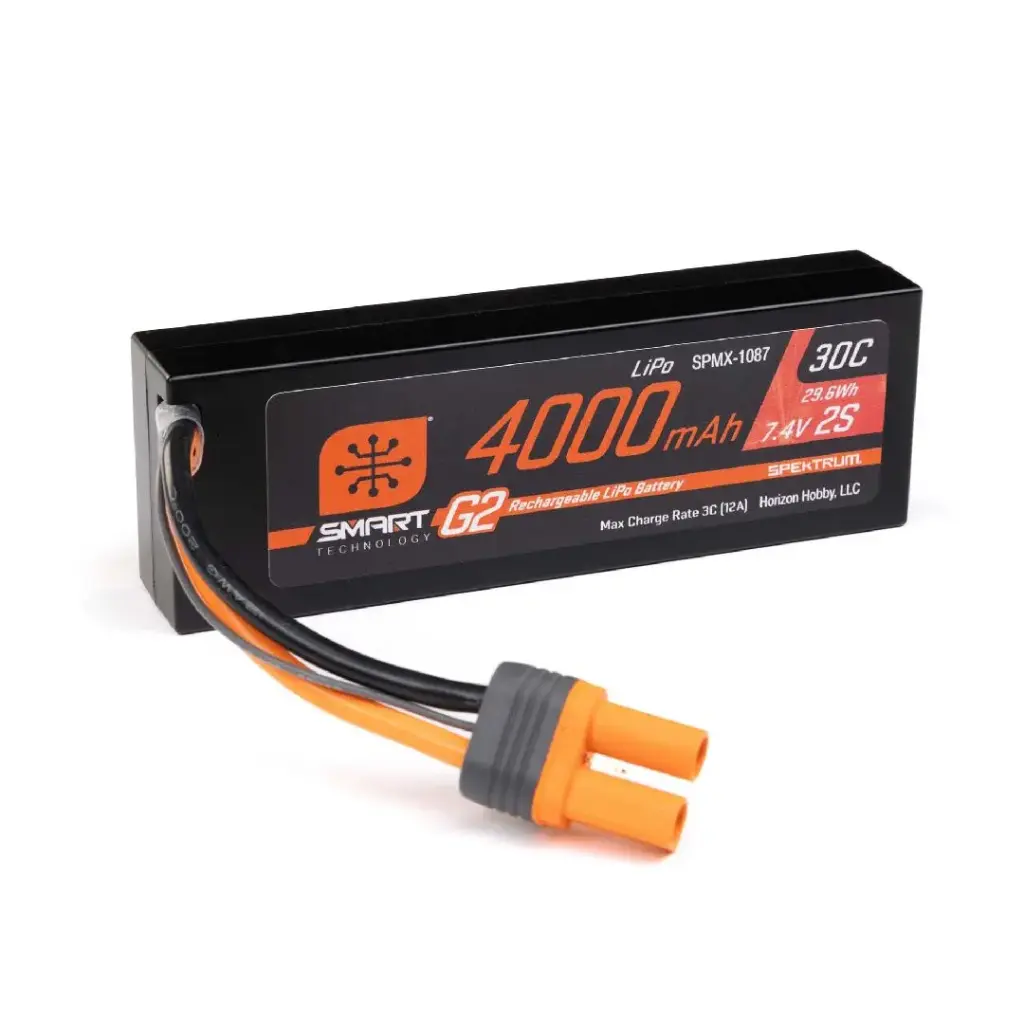 Spektrum 7.4V 4000mAh 2S 30C Small Lipo G2 Hard Case: IC5