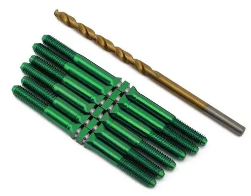 J&T Bearing Co. Schumacher LD3 Mod Spec Titanium "Milled'' XD Turnbuckles Set (Green) 