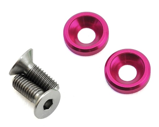 [175-10408] 175RC 3x8mm Titanium Flat Head Motor Screws w/Aluminum Washers (Pink) (2)
