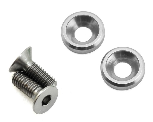 [175-10409] 175RC 3x8mm Titanium Flat Head Motor Screws w/Aluminum Washers (Silver) (2)