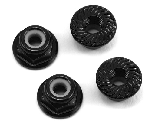 [175-11041] 175RC Aluminum 4mm Serrated Locknuts (Black)