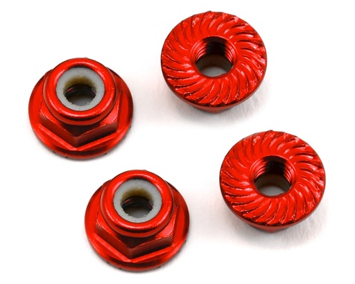 [175-11043] 175RC Aluminum 4mm Serrated Locknuts (Red)