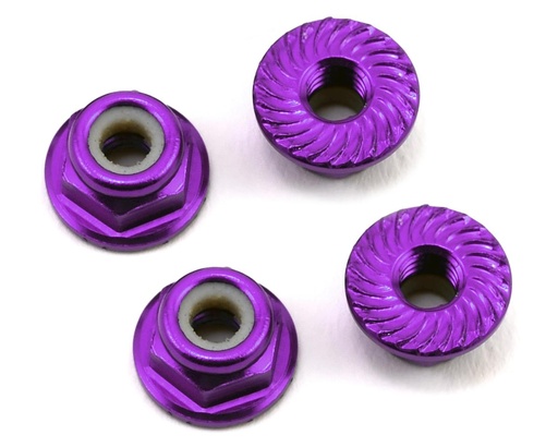 [175-11046] 175RC Aluminum 4mm Serrated Locknuts (Purple)