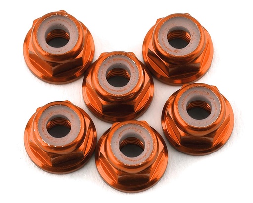 [175-17504] 175RC Lightweight Aluminum M3 Flanged Lock Nuts (Orange) (6)