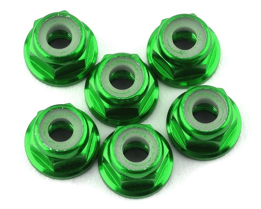 [175-17505] 175RC Lightweight Aluminum M3 Flanged Lock Nuts (Green) (6)
