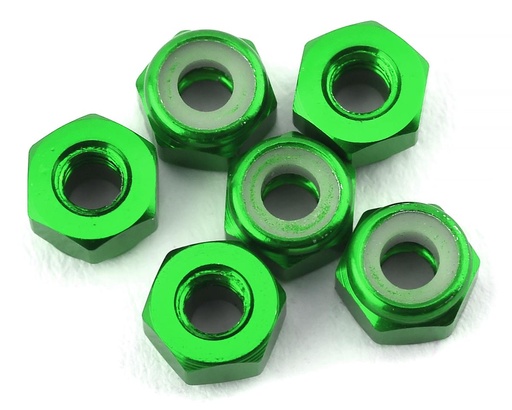 [175-17515] 175RC Lightweight Aluminum M3 Lock Nuts (Green) (6)
