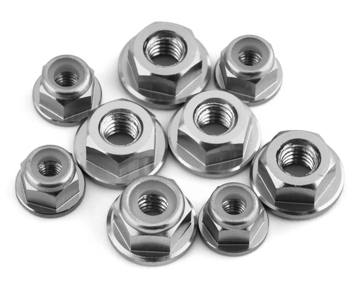 [175-18221] 175RC Associated RB10 Aluminum Nut Kit (Silver)