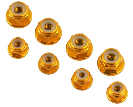 [175-18287] 175RC Associated DR10M Aluminum Nut Kit (Gold) (8)