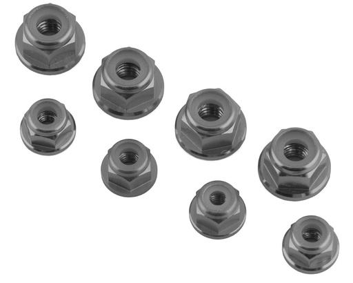 [175-18289] 175RC Associated DR10M Aluminum Nut Kit (Grey) (8)