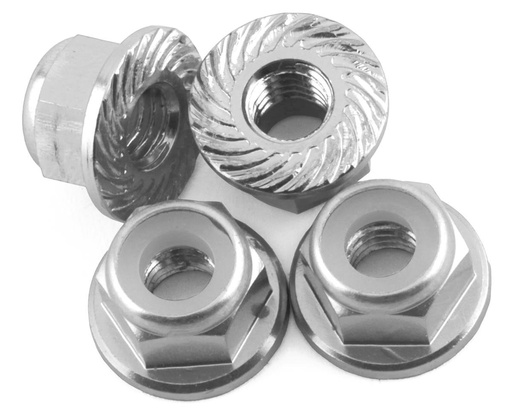 [175-18440] 175RC 4mm Locking Wheel Nuts for Traxxas Hoss (Silver) (4)