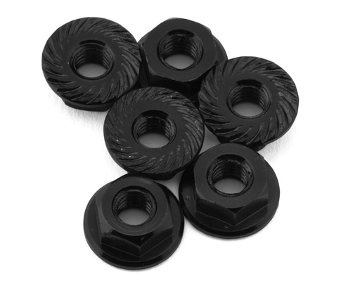 [175-18590] 175RC Team Associated RC10B74.2D CE Aluminum Serrated Wheel Nuts (Black) (6)