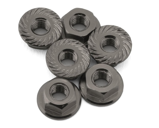 [175-18591] 175RC Team Associated RC10B74.2D CE Aluminum Serrated Wheel Nuts (Grey) (6)