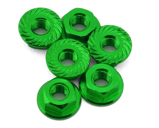 [175-18594] 175RC Team Associated RC10B74.2D CE Aluminum Serrated Wheel Nuts (Green) (6)