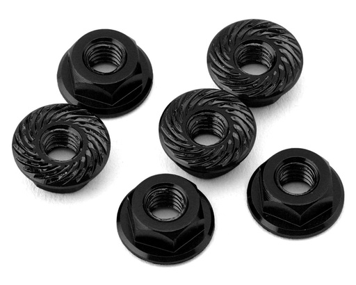 [175-18725] 175RC Associated RC10B7 Serrated Wheel Nuts (Black) (6)
