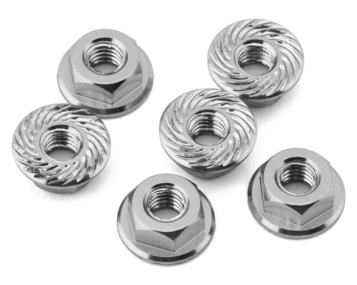 [175-18733] 175RC Associated RC10B7 Serrated Wheel Nuts (Silver) (6)