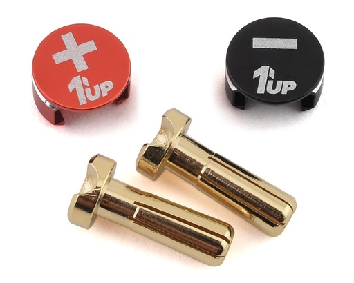 [1UP190431] 1UP Racing LowPro Bullet Plug Grips w/4mm Bullets (Black/Red)