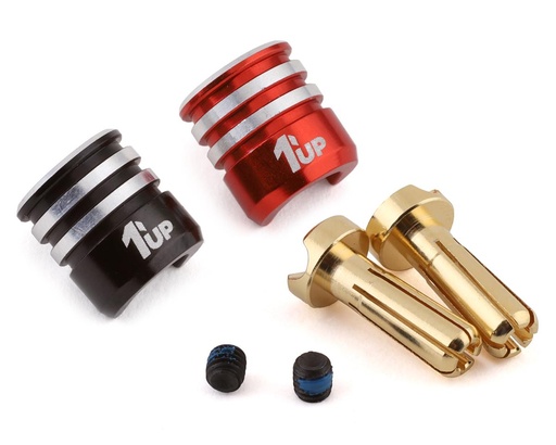 [1UP190435] 1UP Racing Heatsink Bullet Plug Grips w/4mm Bullets (Black/Red)