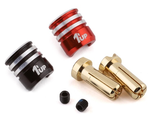 [1UP190436] 1UP Racing Heatsink Bullet Plug Grips w/5mm Bullets (Black/Red)