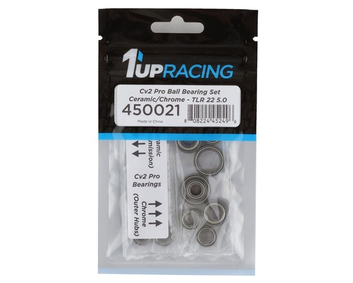 [1UP450021] 1UP Racing TLR 22 5.0 Cv2 Pro Bearing Set (Ceramic/Chrome)