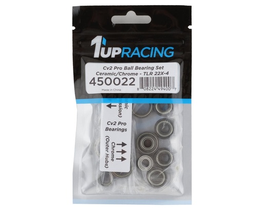 [1UP450022] 1UP Racing TLR 22X-4 Cv2 Pro Bearing Set (Ceramic/Chrome)