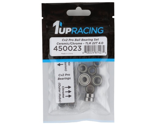 [1UP450023] 1UP Racing TLR 22T 4.0 Cv2 Pro Bearing Set (Ceramic/Chrome)