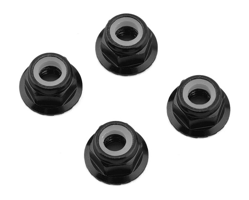 [1UP80502] 1UP Racing 4mm Serrated Aluminum Locknuts (Black) (4)