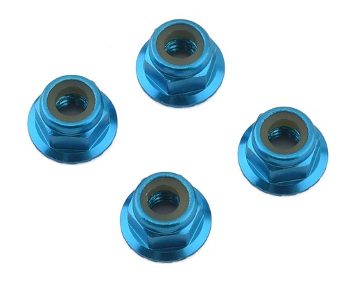[1UP80512] 1UP Racing 4mm Serrated Aluminum Locknuts (Blue) (4)