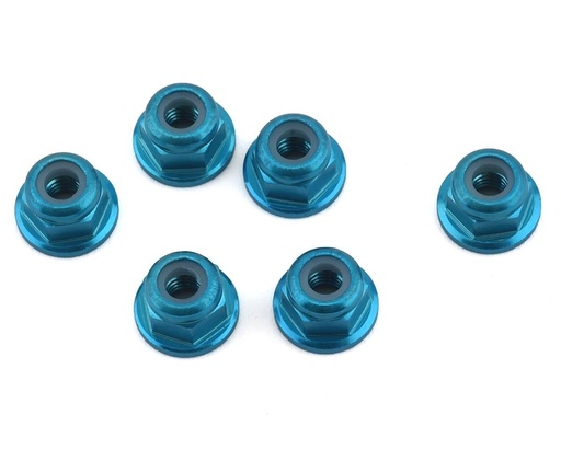 [1UP80514] 1UP Racing 3mm Aluminum Flanged Locknuts (Blue) (6)