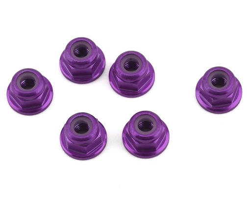 [1UP80524] 1UP Racing 3mm Aluminum Flanged Locknuts (Purple) (6)