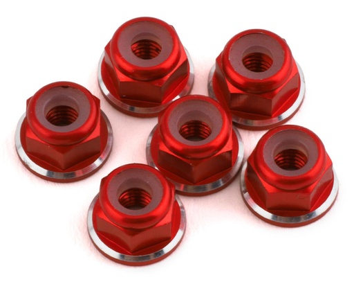 [1UP80538] 1UP Racing 3mm Aluminum Flanged Locknuts w/Chamfered Finish (Red) (6)