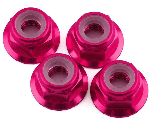 [1UP80542] 1UP Racing 4mm Serrated Aluminum Locknuts (Pink) (4)