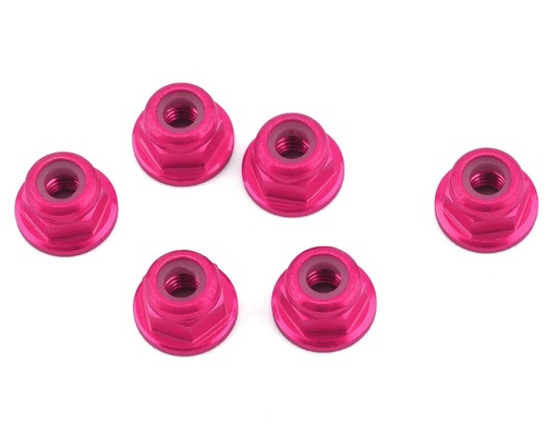 [1UP80544] 1UP Racing 3mm Aluminum Flanged Locknuts (Pink) (6)