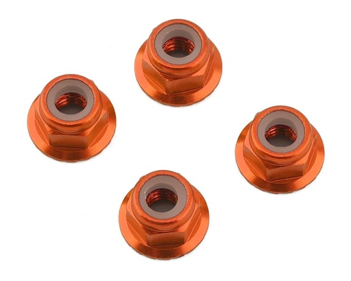 [1UP80552] 1UP Racing 4mm Serrated Aluminum Locknuts (Orange) (4)
