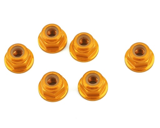 [1UP80564] 1UP Racing 3mm Aluminum Flanged Locknuts (Gold) (6)