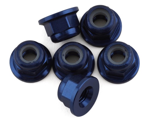 [1UP80594] 1UP Racing 3mm Aluminum Flanged Locknuts (Dark Blue) (6)